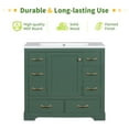 thumbnail image 2 of Euroco 36" Bathroom Vanity without Sink, Cabinet Base Only, Six Drawers, Multi-Functional Drawer Divider, Adjustable Shelf, Green, 2 of 9
