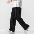 thumbnail image 2 of MYG Men Summer Chinese Style Draped Linen Loose Straight Leg Pants Wide-leg Trousers, 2 of 9