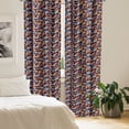 thumbnail image 2 of Ambesonne Retro Window Curtains, Funky Colorful Quirky Shapes, Each 28" W x 84" L, Dark Orange and Pink, 2 of 4