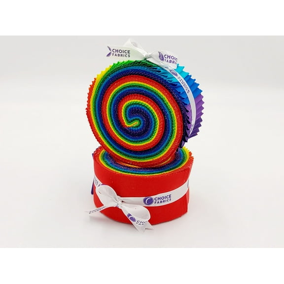 Jelly Roll (40 cuts) - Rainbow - Supreme Solids 100% Quilting Cotton Fabric Precuts 2.5" Strips Roll-Up Bundle - Designed by Choice Fabrics (Rainbow) (FE-62277-001)