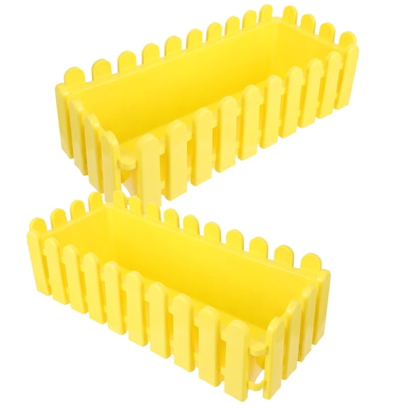 Vegetable Planter Box for Home Use Durable Plastic Flower Pot with Drainage Holes Yellow 2 Pcs
