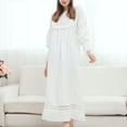 thumbnail image 2 of Defitshape Women's Cotton Victorigan Nightgown Ladies Old Fashioned Sleep Dress Bishop Sleeve Soft Long Sleep Shirt Frill Long Sleeve Lounge Sleeping Nighty Vintage Princess Sleepwear White Large, 2 of 5