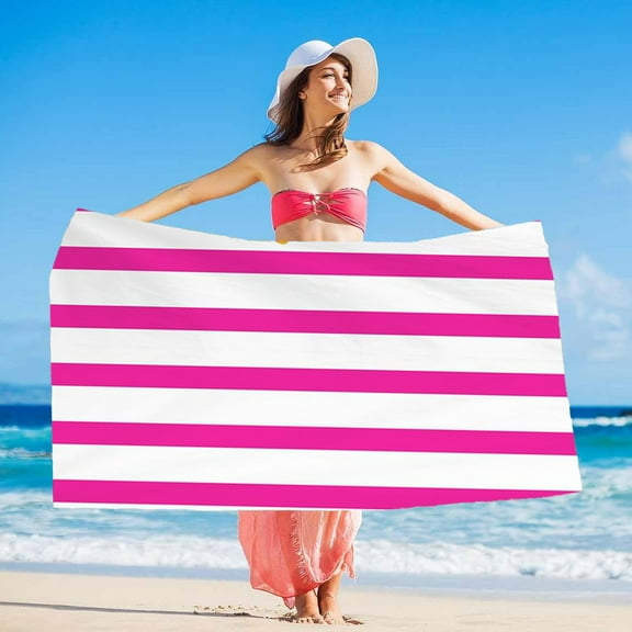 Fasiaou Beach Towel Oversized 40x80 Inch Striped Quick Dry Lightweight for Adults Men Women Swimming Pool Travel Yoga Gym Sand Free Soft Absorbent Microfiber