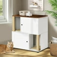 thumbnail image 2 of Double Cat Litter Box Enclouse, Litter Box Enclosure for 2 Cats, Cat Litter Cabinet Double Room with Scratch Post and Litter Mat, Fit Most of Litter Boxes, 2 of 8