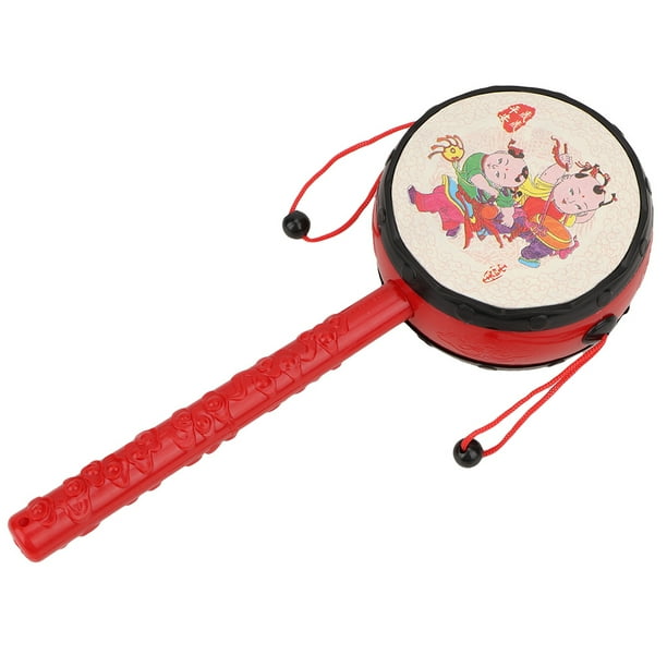 Sonajero Tambor De Mano Tradicional Chino – Juguete Musical De Madera Para Bebés, Portátil Y Educativo