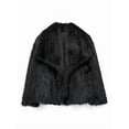 thumbnail image 3 of Female Faux Fur Coat Faux Fur Jacket Long Sleeve Lapel Furry Winter Jackets Parka Short Coat Black L, 3 of 9
