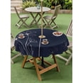 thumbnail image 4 of Outdoor Tablecloths with Umbrella Hole & Zipper, Navy Blue Round Tablecloth 54 Inch, Spring Flora Waterproof Table Cloth, Patio/Pool/Picnic Table Covers, 4 of 8