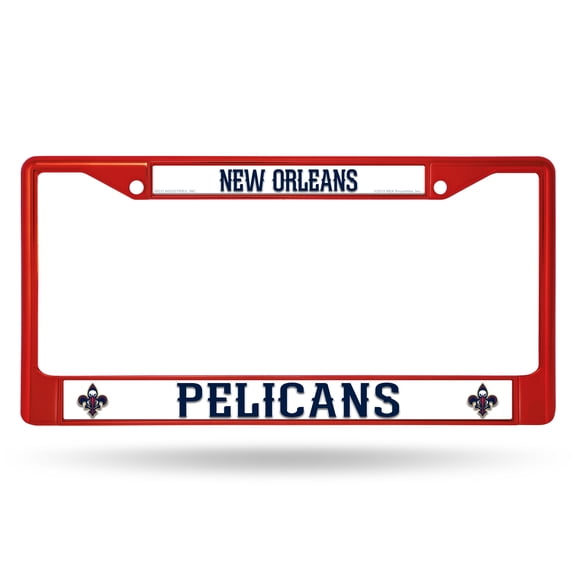 New Orleans Basketball Pelicans NCA Chrome Metal (Red Painted) License Plate Frame