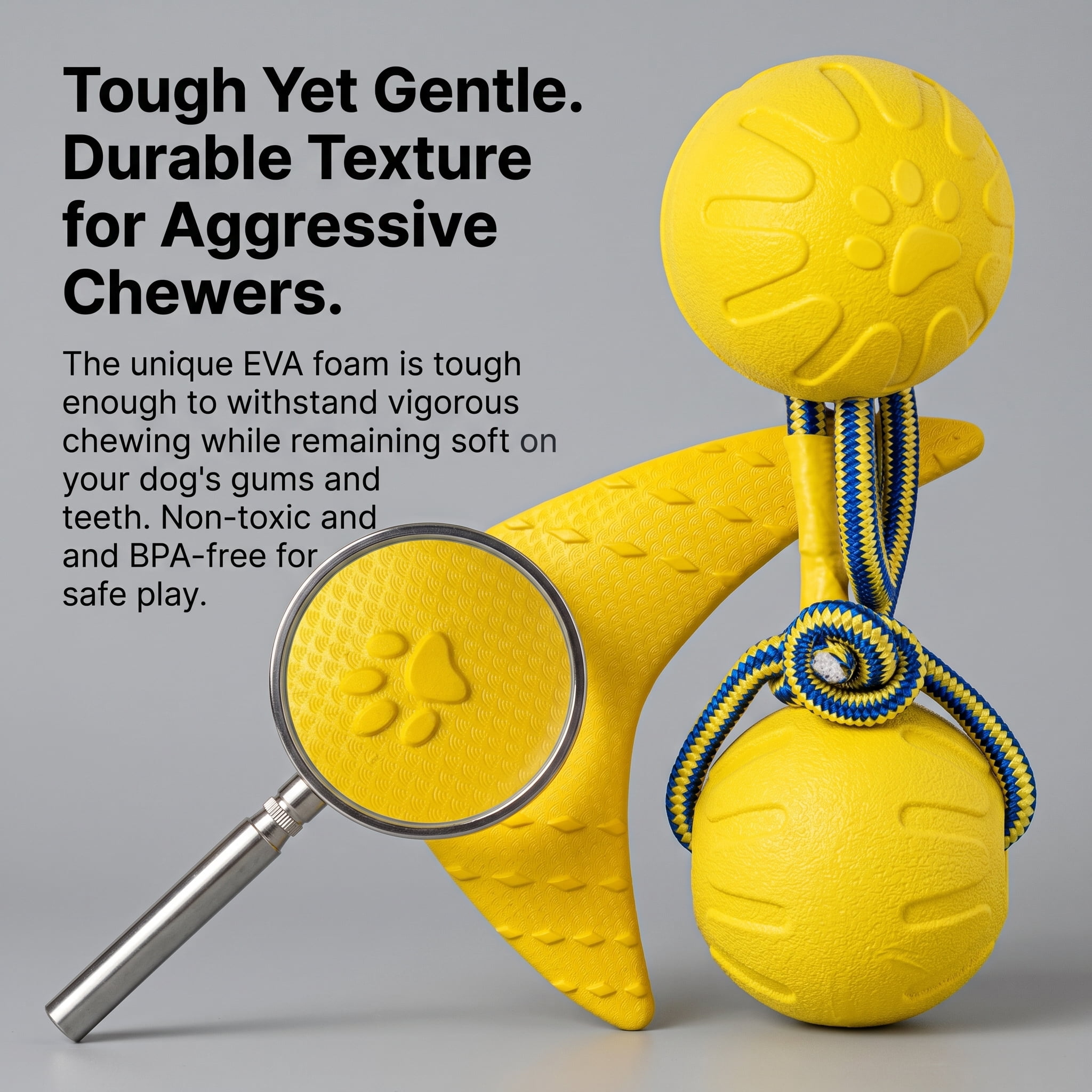 3-in-1 Floating EVA Dog Toys Set - Tug-of-War Rope Ball, Boomerang & High-Bounce Training Ball for Interactive Outdoor Play, Water-Friendly, Durable Chew Toys for Small, Medium & Large Dogs