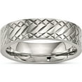 thumbnail image 1 of Stainless Steel Polished And Textured Criss Cross Design 6mm Band (Size 9.5) Made In China sr495-9.5, 1 of 5