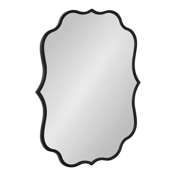 Kate and Laurel Higby Scalloped Wall Mirror, 24 x 31, Black, Decorative Modern Glam Mirror with Curved Scalloped Edge and Robust Metal Frame