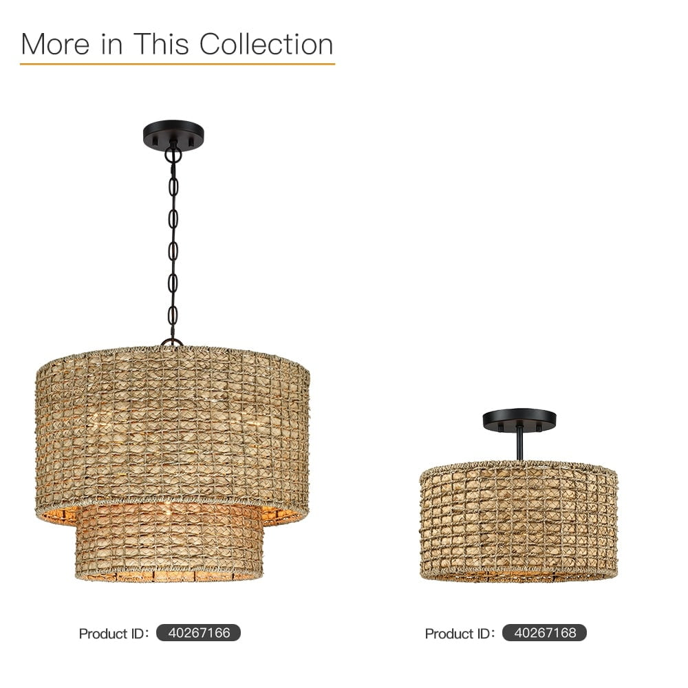 TRUE FINE 2-Light Rattan Semi-Flush Mount Ceiling Light TRUE FINE 2-Light Rattan Semi-Flush Mount Ceiling Light