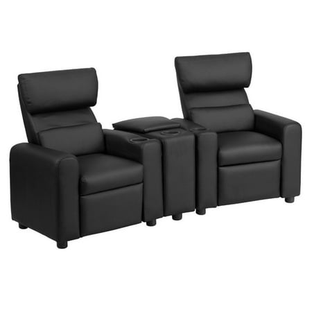 Bowery Hill 2 Seat Leather Reclining Kids Theater Seating in