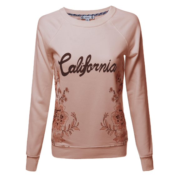 FashionOutfit Women's California Floral Printed Long Sleeves Crew Neck Fashionable Sweatshirt