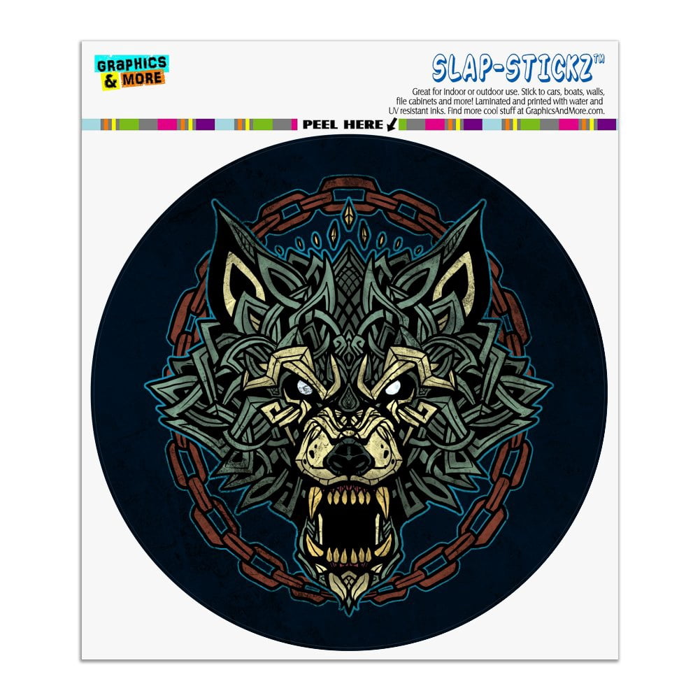 Fenrir Fierce Snarling Wolf In Chains Norse Mythology Automotive Car