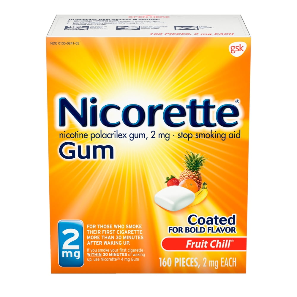 Nicorette Nicotine Gum to Stop Smoking, 2Mg, Fruit Chill Flavor - 160 ...