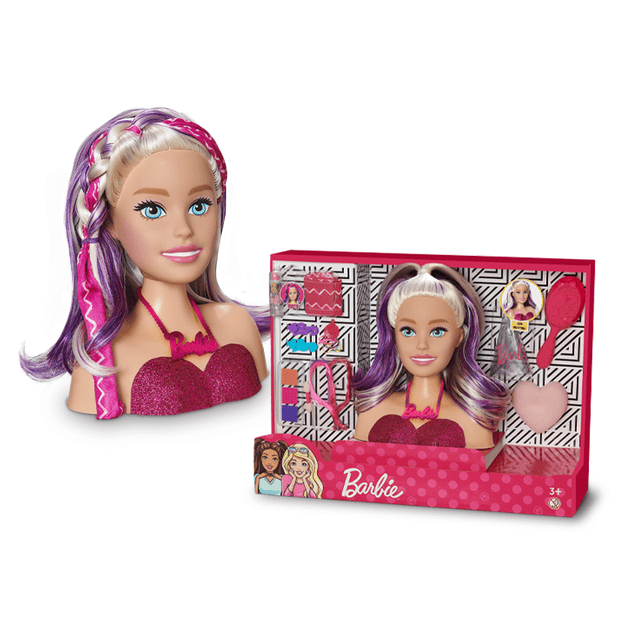 Barbie Muñeca Busto Para Peinar con accesorios Styling Head violeta 21 cm