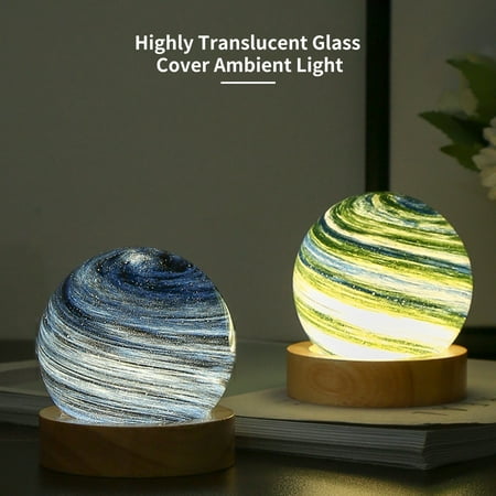 

Sunjoy Tech Bedside Lamp Romantic Eye-catching Planet Design Soft Light Stunning Visual Effect Highly Translucent Glass Cover Ambient Light Home Supply