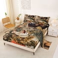 thumbnail image 2 of Castle Fairy Retro Autumn Game Fish Turkey King Sheets 4pcs,Fall Leaf Wildlife Cabin Graphic Bedding,Brown Tan,1 Fitted Sheet,1 Flat Sheet and 2 Pillowcases, 2 of 6