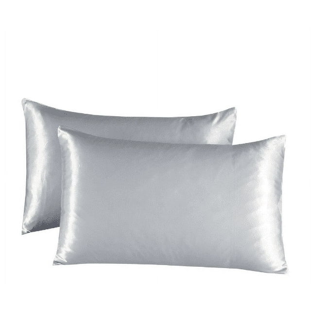 fheaev Simulated Silk Pillowcase for Hair And - Simulated Silk Pillowcase 2 Sets 20x36 Inches With Envelope Closure