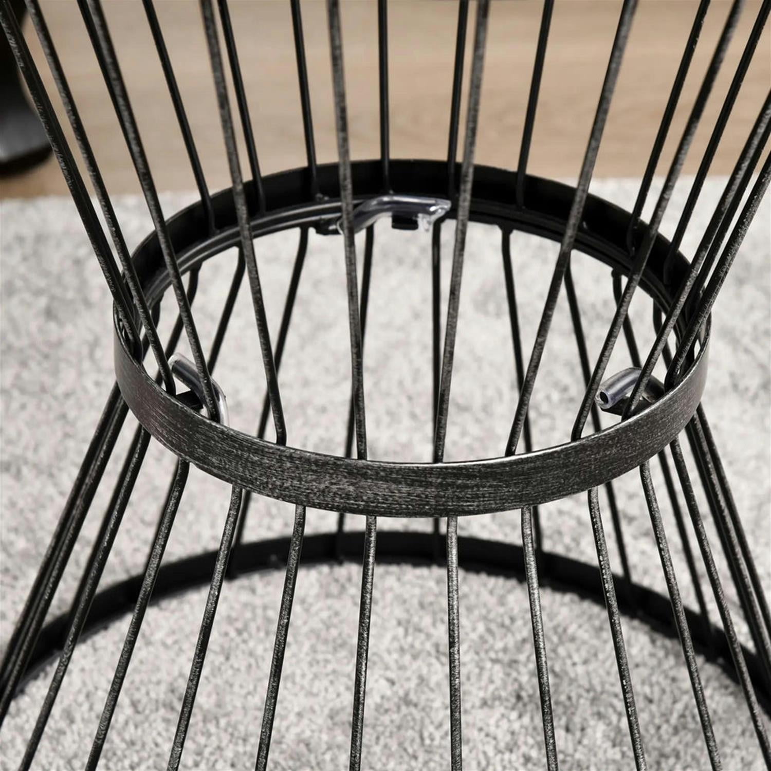 Demi Bonn 15" Steel Outdoor Side Table, Hourglass Design End Table for Patio & Indoor Use, Garden Accent Table, Black