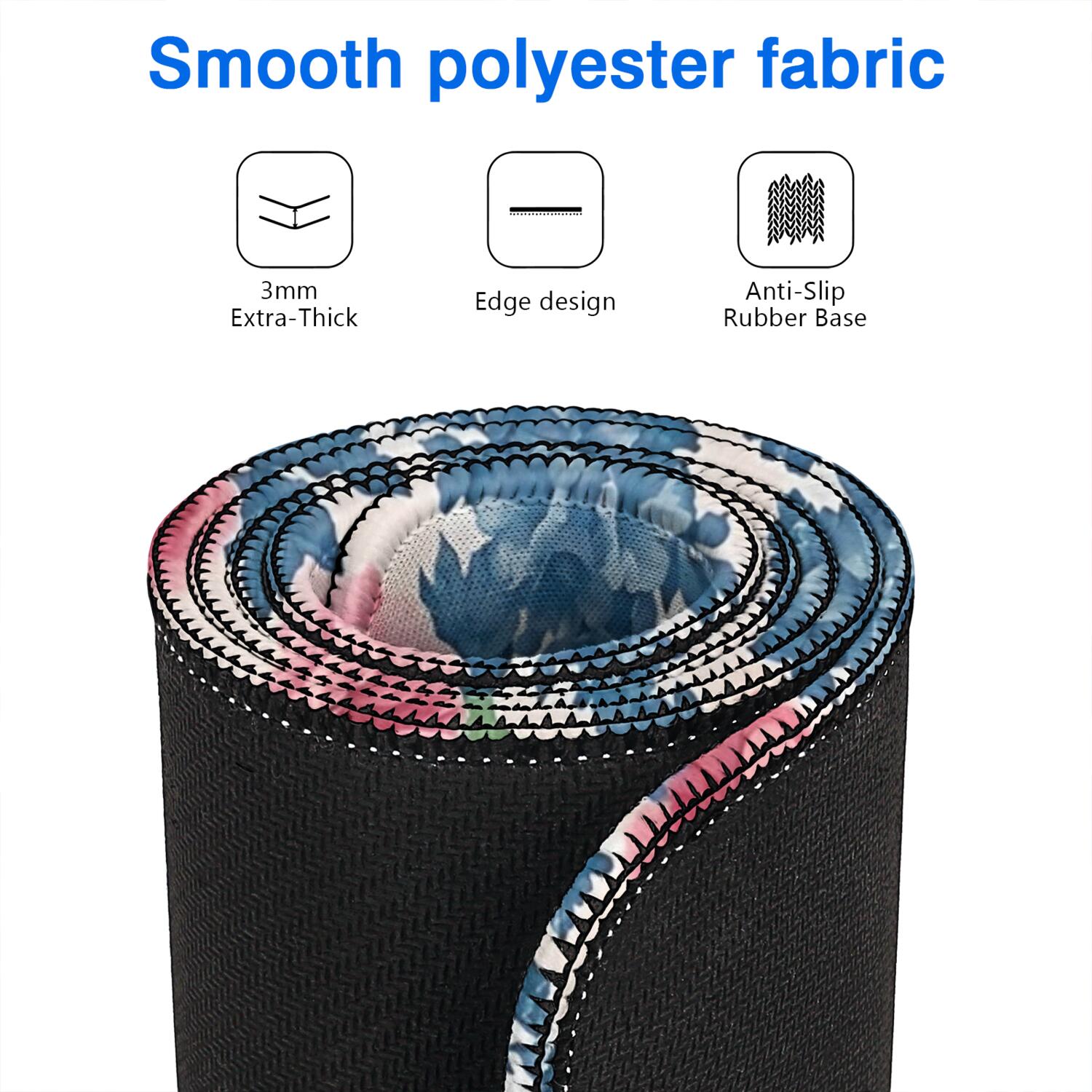 Long Mouse Pads for Desk,Pioneer Flower Floral Print Pattern Desk Mats on Top Of Desks, Desk Mouse Pad Extra Large with 3mm Non-Slip Base and Stitched Edge for Gaming,Office,Work,Home 47.3"x23.6"