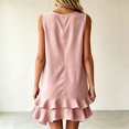 thumbnail image 2 of Morttic Women's V-Neck Sleeveless Mini Dress – Double-Layer Ruffle Hem A-Line Solid Color Casual Summer Vacation Outfit Pink，XL, 2 of 3
