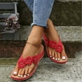 thumbnail image 3 of Cathalem Fisherman Sandals for Women Platform Women Wedge Sandals Thong Sandals Beach Platform Leather Wedge Sandals for Women Red 8.5, 3 of 5