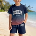 thumbnail image 5 of Jamsmile Toddler Girls Sports Outfits Sets Gradient Letters Print Summer Tshirts With Shorts Two Piece Kids Girls Tracksuits, 5 of 5