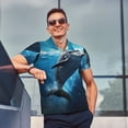 thumbnail image 4 of Balery Ice Blue Ocean Cute Dolphin Camisa Polo de Hombre con Estampado, de Manga Corta y Tejido Medio, Camisa Tipo Golf Polo-XX-Large, 4 of 6