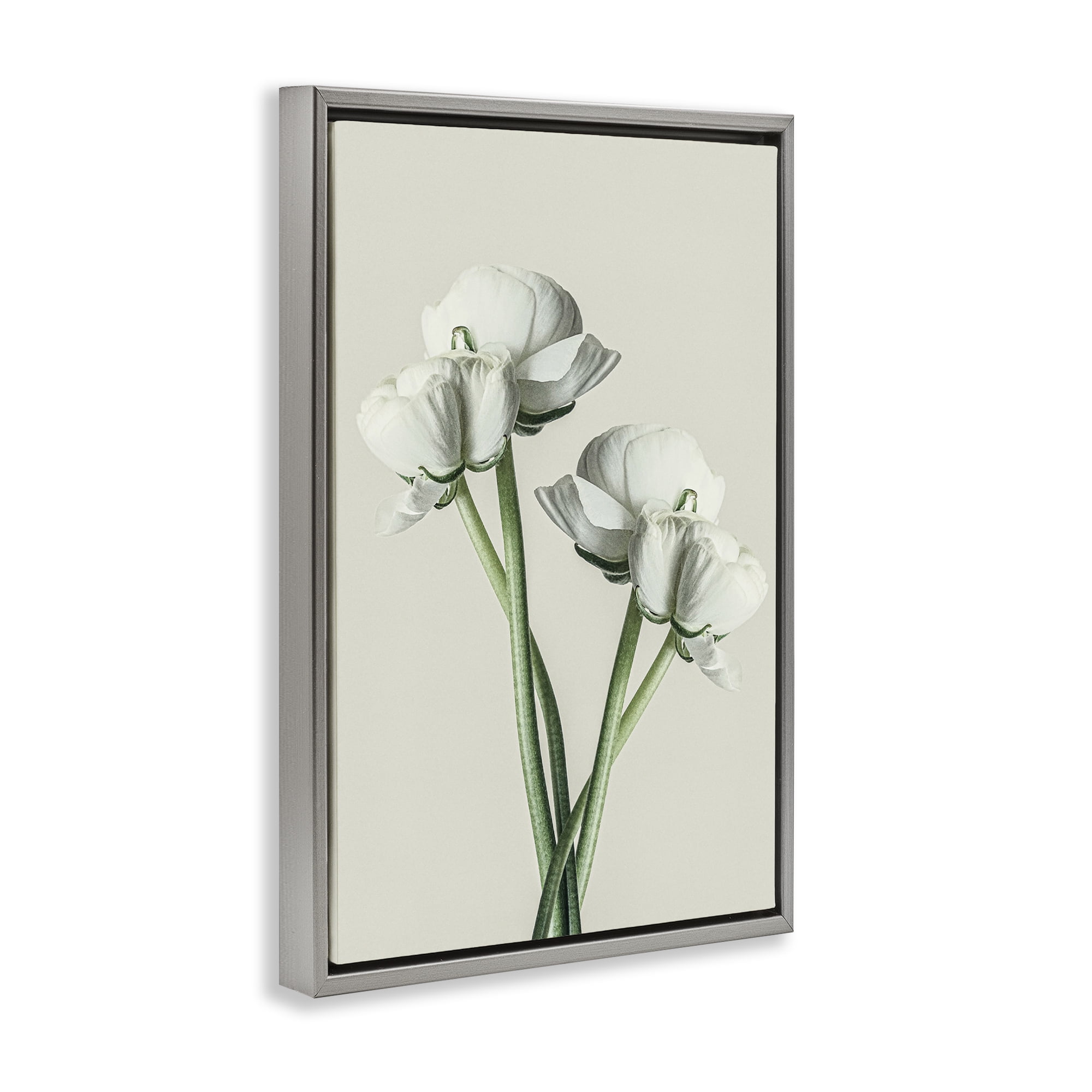 Stupell Industries White Flower Bundle Botanical & Floral Photography Gray Floater Framed Art Print Wall Art, 17 x 25