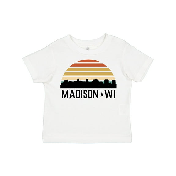 Inktastic Madison Wisconsin Skyline Retro Sunset Boys or Girls Toddler T-Shirt