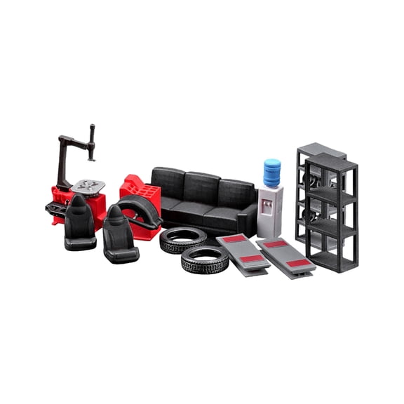 1/64 Miniature Car Repair Tool Set Model with Precise Dimension for Garage Scene Display Model Scene Decoration Props