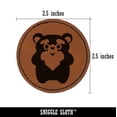 thumbnail image 2 of Cautious Bear with Heart in Hands 2.5" Faux Leather Round Engraved Iron-On Patch - Brown, 2 of 6