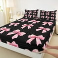 thumbnail image 4 of Feelyou Teens Cute Bow-tie Twin Sheet Sets, Butterfly Knot Princess Twin Fitted Sheet, Watercolor Bowknot Pink Flat Sheet, Ultra Soft Bedroom Decor, 3pcs, 4 of 8