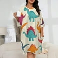thumbnail image 2 of Colorful Dinosaur Sleepshirts For Sleeping Travels Loose Sleepdress Pajama Dress Soft Nightdress Sleepwear, 2 of 7