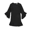 thumbnail image 1 of bar III Vestido liso con volantes para mujer, negro, 0, 1 of 2