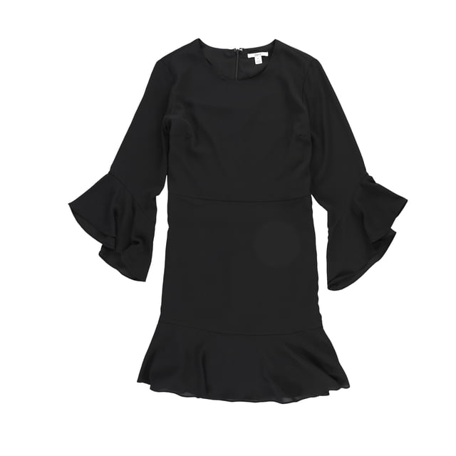 bar III Vestido liso con volantes para mujer, negro, 0