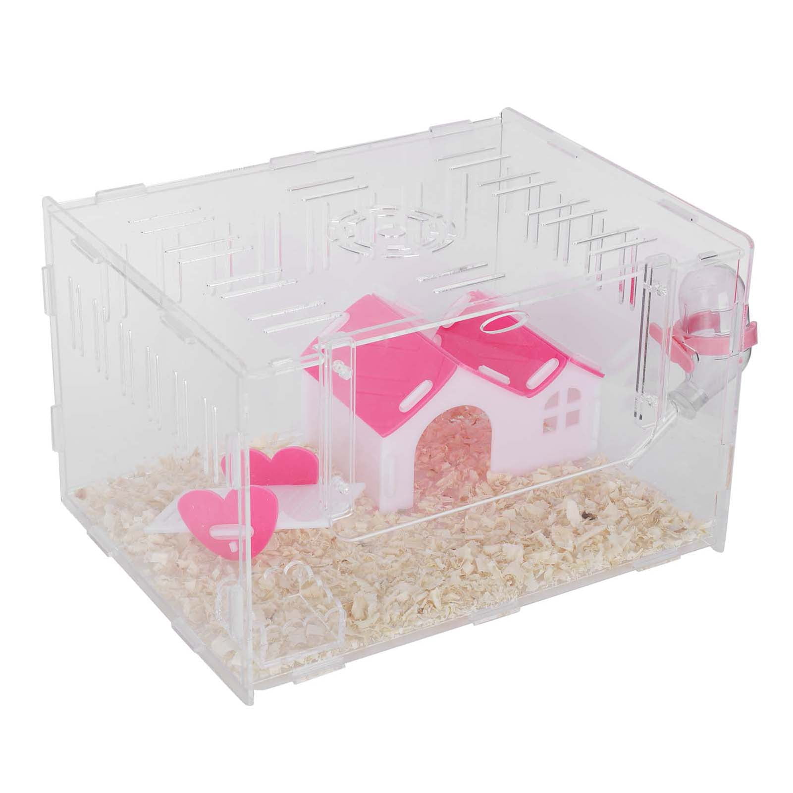 Suodoka Clear Acrylic Hamster Cage Small Animal Habitat Single Layer Transparent Pet Castle Large 13.39 inches / 34 cm