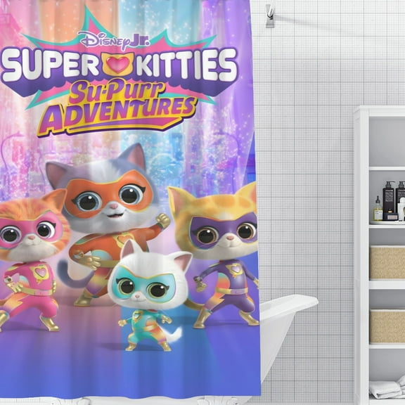 Superkitties Super Kitties-theme Bathroom Shower Curtain Home Decor,Bath Curtains Durable Waterproof Bath Curtain , Adluts Girls Boys Bathroom Decor House Gifts 52x71inch（130cmX180cm）