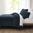 thumbnail image 3 of Lush Decor Arden Ribbed Corduroy Comforter 3 Piece Set Full/ Queen Navy - Blue Bedding Set - Soft Velvet Comforter - Teen Bedding - Retro Decor, 3 of 11