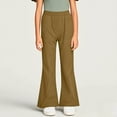 thumbnail image 4 of Odeerbi 5-14 Years Kids Girls Flared Pants Bell Bottom Trousers Casual Solid Color Adjustable Waist Pants with Pocket, 4 of 5