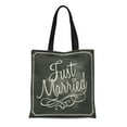 thumbnail image 1 of NUDECOR Canvas Tote Bag Text Just Married Lettering Sign on Chalkboard Wedding Chalk Durable Reusable Shopping Shoulder Grocery Bag, 1 of 1