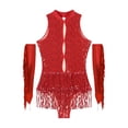 thumbnail image 3 of Eandarui Ensemble de Costume de Danse Jazz pour Femmes Justaucorps à Sequins avec Gants Robe de Bal Salsa Rumba de Danse de Salon Rouge m, 3 of 7