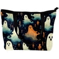 thumbnail image 2 of Halloween Canvas Leather Mix Tote Bag for Women, Twill Sponge Jeanette Shoulder Handbag, 30x10.5x39cm/11.8x4.1x15.4in Size, 2 of 5