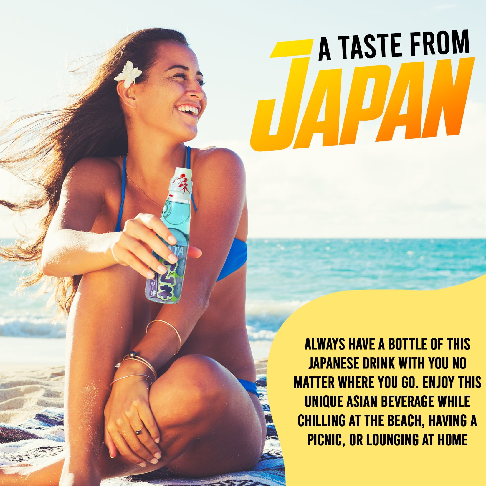 Fusion Select Ramune Japanese Soda - Classic Carbonated Japanese Drinks - Fizzy Ramune Soda Drink from Japan in Codd-Neck Bottles with Marble Stoppers - 6.76 oz, 6-Pack (6Bottle- Variety)