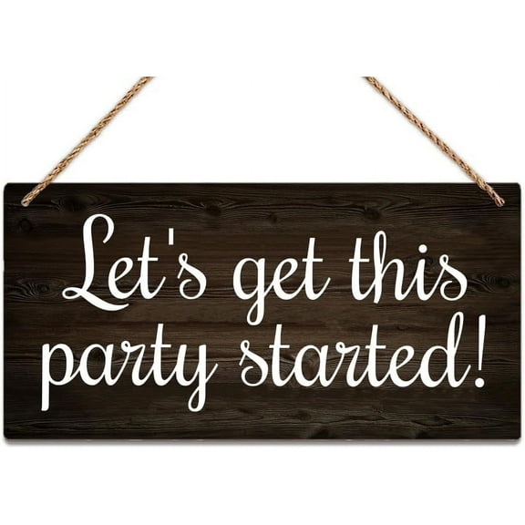 Wall Art Decor Wooden Sign Let'S Get This Party Started Wedding Sign Ring Bearer Wooden Hanging Sign Rustic Wall Art Home Office Bedroom Decoration 12 X 6 Inches