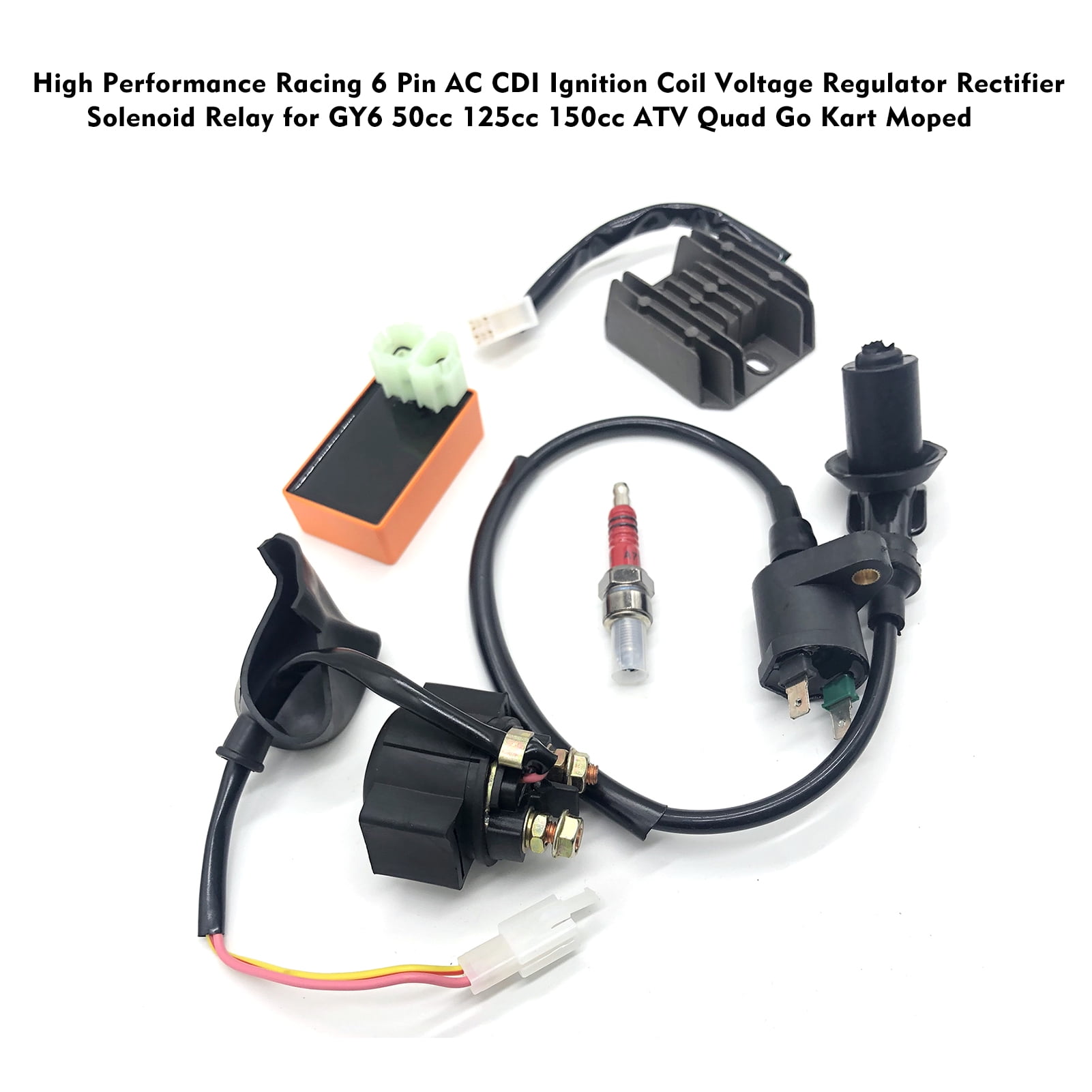 HiSport 4 Pin Male Plug Voltage Regulator Rectifier Compatible with GY6 125cc 150cc Scooter Moped ATV Quad & 110cc 125cc 140cc 150cc 160cc Dirt Pit Bike 