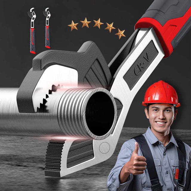 Fufafayo 2Pcs Fast Wrench Multifunctional Self-Locking Tool, Large Opening Industrial Grade Adjustable Pipe Wrench, Special Quick Small Wrench for Plumbing Construction Mechanical Repair