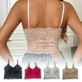 thumbnail image 5 of KDDYLITQ Women Lace Bralette V Neck Padded Adjustable Spaghetti Strap Camisole Bra Slim Y2K Wrap Crop Tank Cami Tops Undershirt Black Large, 5 of 9